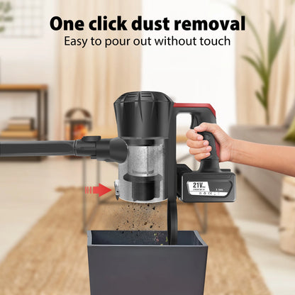 Handheld vacuum cleaner with dust collection feature in a home setting