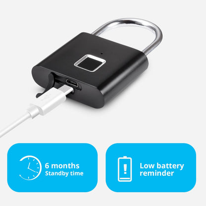 Fingerprint lock with USB connection on a white background
