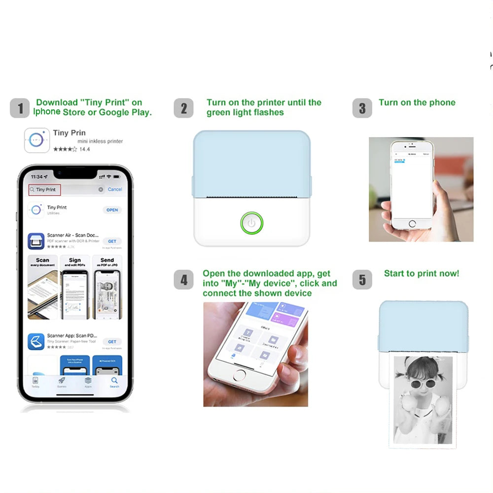 Step-by-step guide for using Tiny Print app with a printer