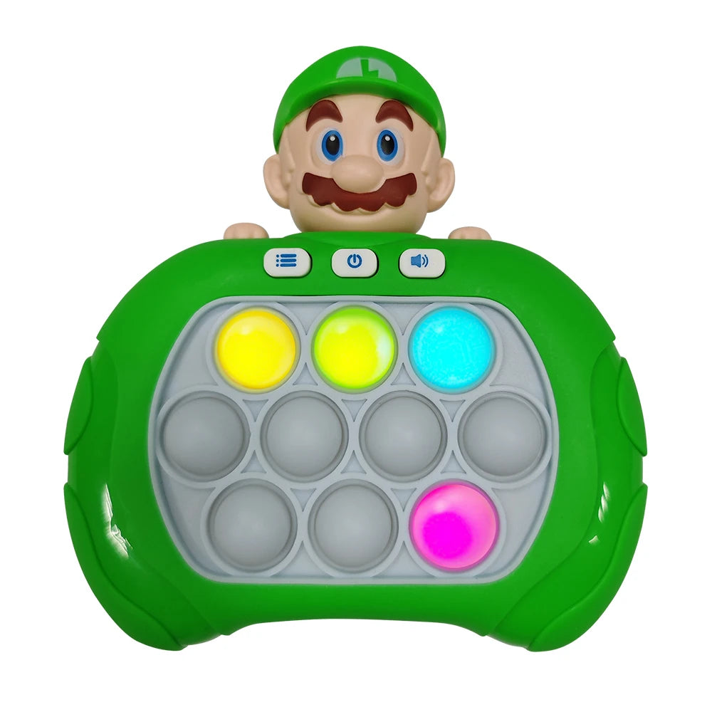 Toy resembling a character with a green shell and colorful buttons on a white background