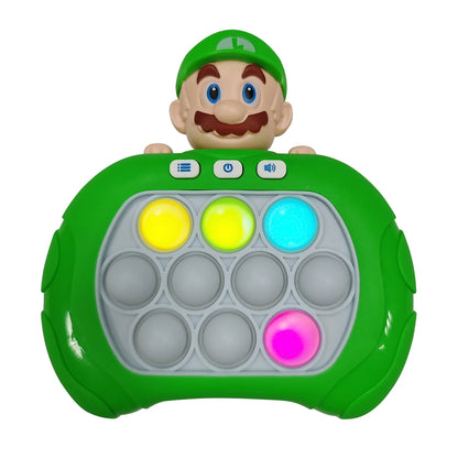 Toy resembling a character with a green shell and colorful buttons on a white background