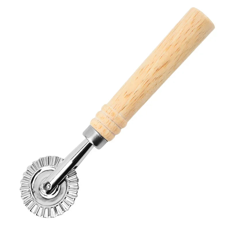 Dough roller with wooden handle on a white background