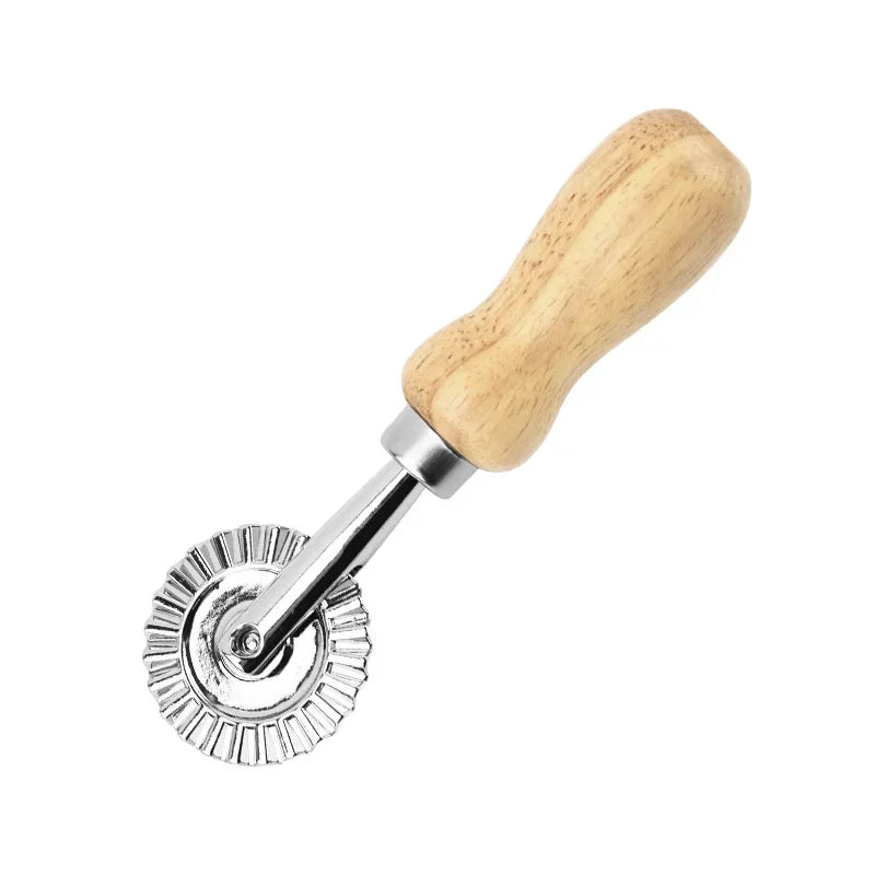 Dough roller with wooden handle on a white background