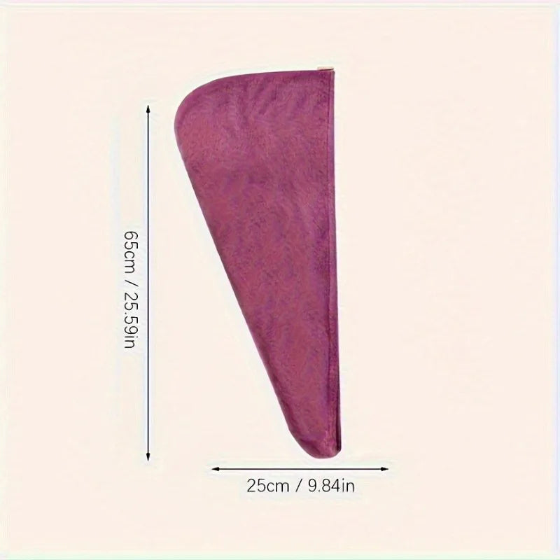 Purple wedge-shaped object with measurements on a beige background