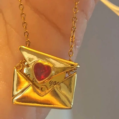 Gold necklace with a heart-shaped pendant