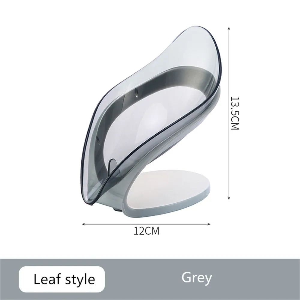 Gray leaf-style product with dimensions on a white background