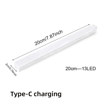 White LED strip with dimensions and Type-C charging indicator on a white background
