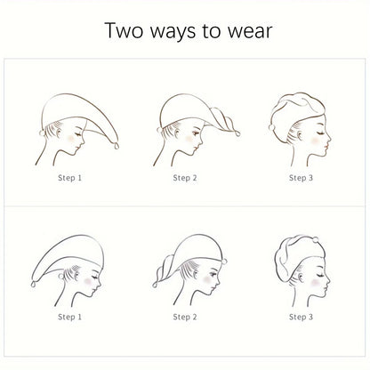 Illustrations showing two ways to wear a headscarf with step-by-step instructions.