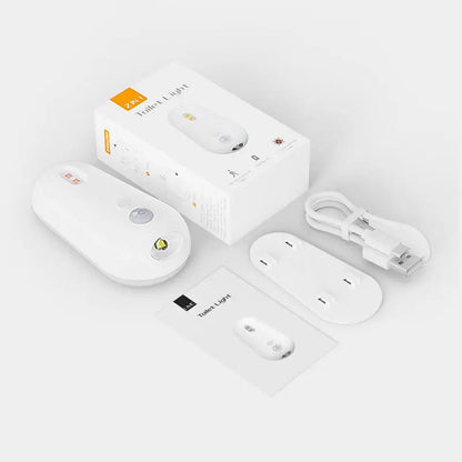 Smart home device set with multiple components on a light gray background