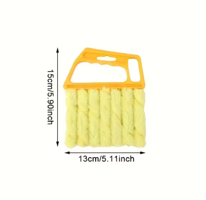 Yellow cleaning brush with an orange handle, shown with dimension markings of 15cm/5.90inch in height and 13cm/5.
